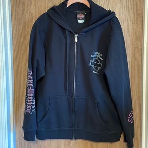 Harley Davidson sweatshirt with purple and rhinestones accents XL